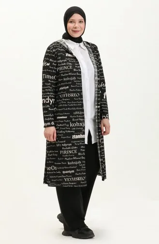 Büyük Beden Kapüşonlu Kap 4707-01 Siyah