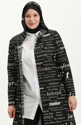 Büyük Beden Kapüşonlu Kap 4707-01 Siyah