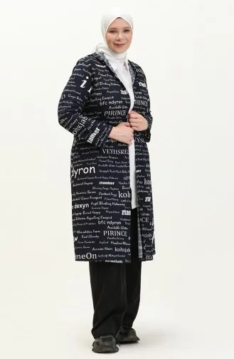 Büyük Beden Kapüşonlu Kap 4707-02 Lacivert