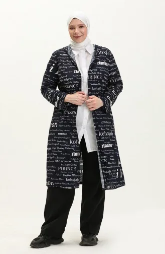 Büyük Beden Kapüşonlu Kap 4707-02 Lacivert