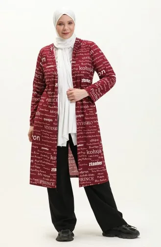 Büyük Beden Kapüşonlu Kap 4707-03 Mürdüm