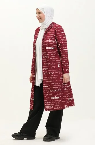 Büyük Beden Kapüşonlu Kap 4707-03 Mürdüm