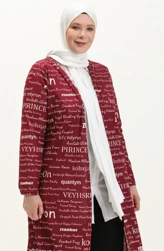 Büyük Beden Kapüşonlu Kap 4707-03 Mürdüm