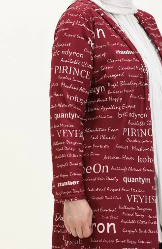 Büyük Beden Kapüşonlu Kap 4707-03 Mürdüm