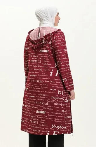 Büyük Beden Kapüşonlu Kap 4707-03 Mürdüm