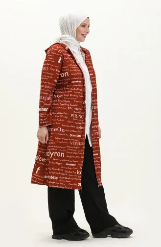 Büyük Beden Kapüşonlu Kap 4707-05 Taba