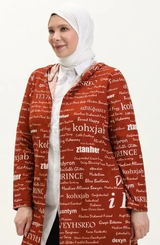 Büyük Beden Kapüşonlu Kap 4707-05 Taba