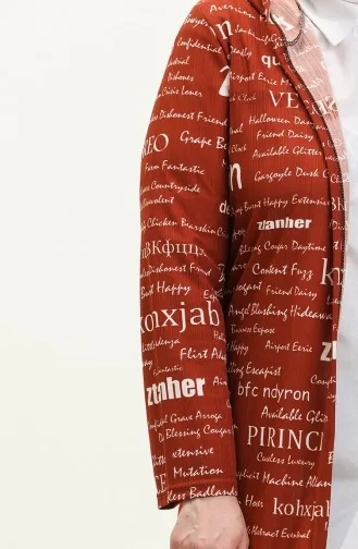 Büyük Beden Kapüşonlu Kap 4707-05 Taba