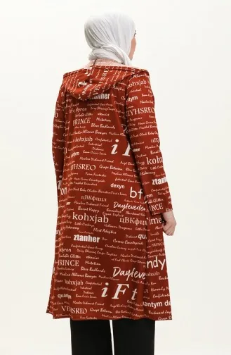 Büyük Beden Kapüşonlu Kap 4707-05 Taba