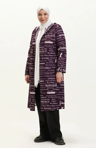 Büyük Beden Kapüşonlu Kap 4707-06 Mor