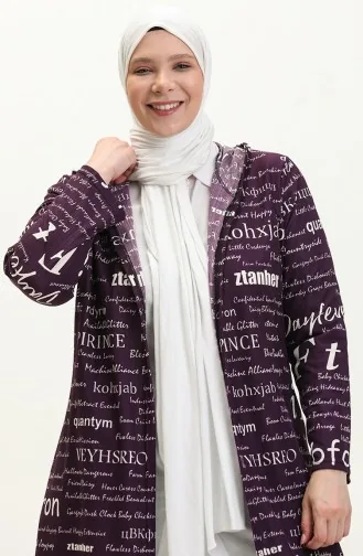 Büyük Beden Kapüşonlu Kap 4707-06 Mor