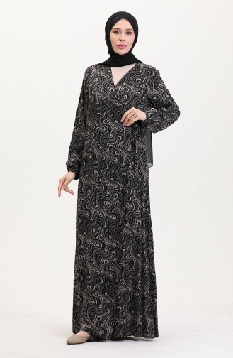 ثوب صلاة برباط جانبي 4483V-02 أسود 4483V-02