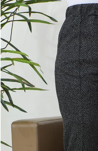Jacquard Women`s Trousers With Ribbed Hem 1037-01 Black 1037-01