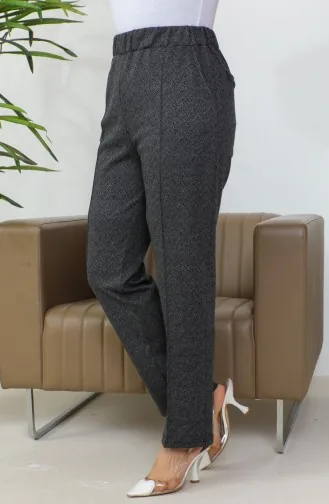 Jacquard Women`s Trousers With Embroidery 1037A-01 Black 1037A-01