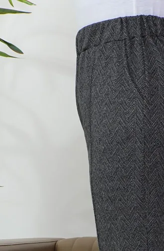 Jacquard Women`s Trousers With Embroidery 1037A-01 Black 1037A-01