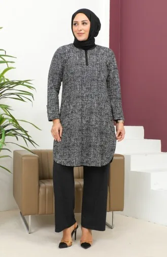 Snowflake Patterned Two Piece Suit 2692E-01 Black 2692E-01