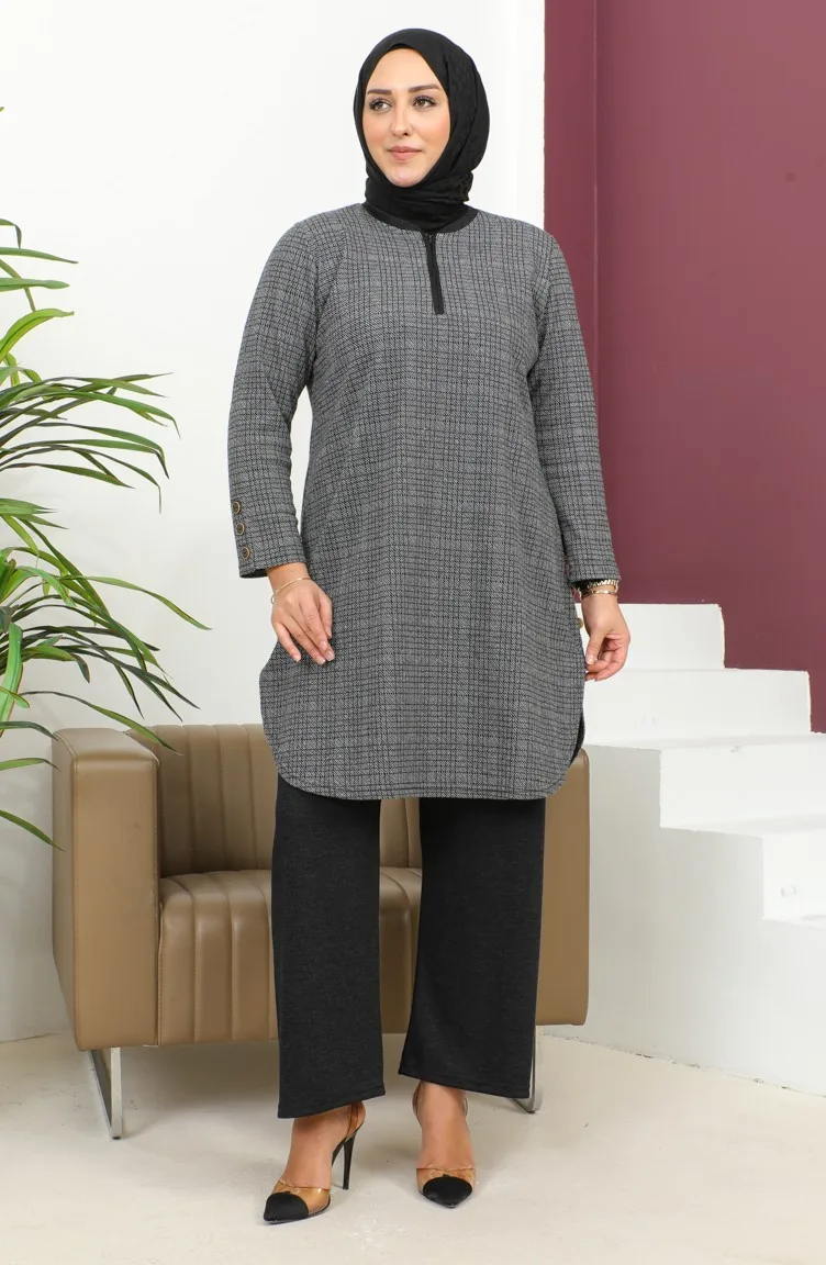 بدلة نسائية من قطعتين منقوشة 2692G-01 سوداء 2692G-01
