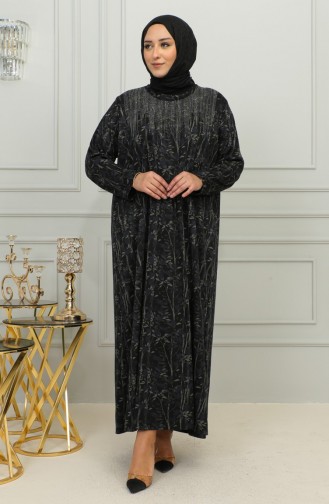 Robe à Motifs Imprimés Pierres Grande Taille 4425-02 Bleu 4425-02