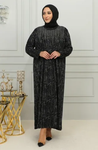 Übergröße Kleid Mit Steinmuster 4425-02 Blau 4425-02