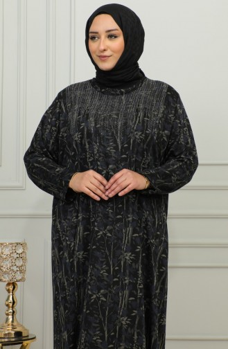 Robe à Motifs Imprimés Pierres Grande Taille 4425-02 Bleu 4425-02