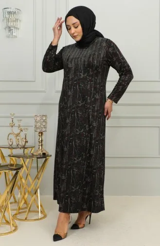 Übergröße Kleid Mit Steinmuster 4425-04 Weinrot 4425-04