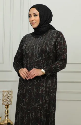 Übergröße Kleid Mit Steinmuster 4425-04 Weinrot 4425-04