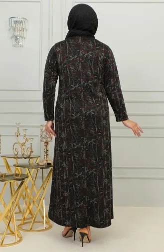 Übergröße Kleid Mit Steinmuster 4425-04 Weinrot 4425-04