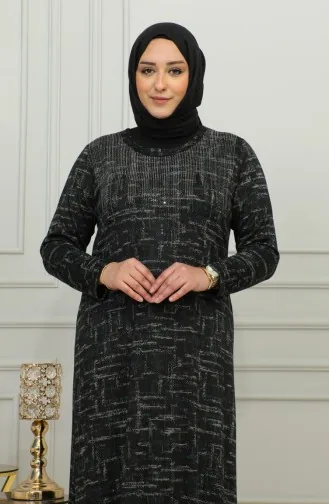 فستان بنقشة حجرية مقاس كبير 4425A-02 أخضر 4425A-02