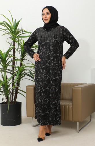 Plus-size Jurk Met Stenenprint En Patroon 4425B-03 Pruim 4425B-03