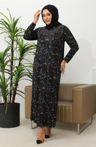 Plus-size Jurk Met Stenenprint En Patroon 4425B-03 Pruim 4425B-03