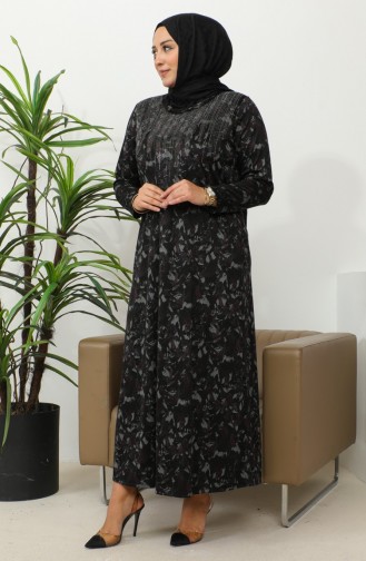Plus-size Jurk Met Stenenprint En Patroon 4425B-03 Pruim 4425B-03