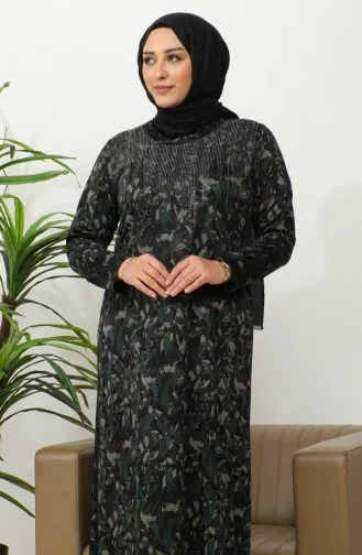 فستان بنقشة حجرية مقاس كبير 4425B-04 أخضر 4425B-04