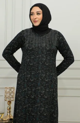 فستان بنقشة حجرية مقاس كبير 4425C-02 أخضر 4425C-02