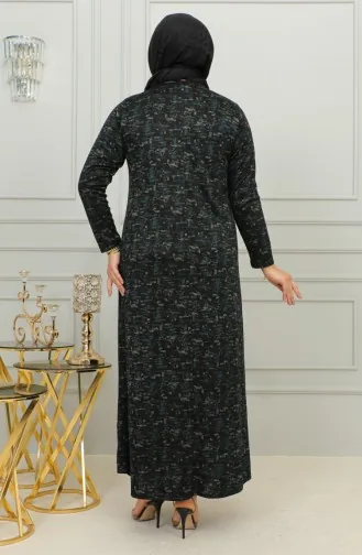 فستان بنقشة حجرية مقاس كبير 4425C-02 أخضر 4425C-02