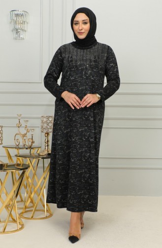 Robe à Motifs Imprimés Pierres Grande Taille 4425C-03 Bleu 4425C-03