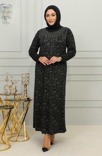 Plus-size Jurk Met Stenenprint En Patroon 4425C-04 Pruim 4425C-04