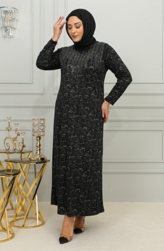 Plus-size Jurk Met Stenenprint En Patroon 4425C-04 Pruim 4425C-04
