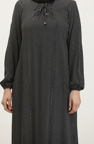 Plus Size Polka Dot Viscose Jurk 44852B-01 Zwart 44852B-01