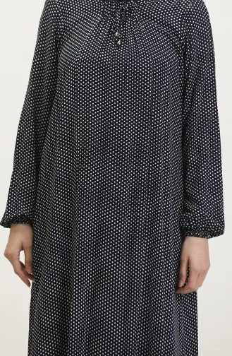 Robe En Viscose à Pois Grande Taille 44852B-02 Bleu Marine 44852B-02
