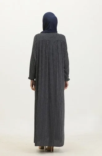 Robe En Viscose à Pois Grande Taille 44852B-02 Bleu Marine 44852B-02