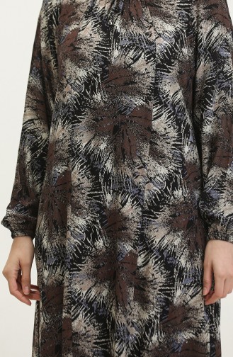 Plus-size Viscose Jurk Met Patroon 44852C-01 Bruin 44852C-01