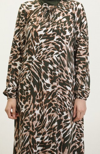 Gemustertes Viskosekleid In Übergröße 44852E-02 Khaki 44852E-02