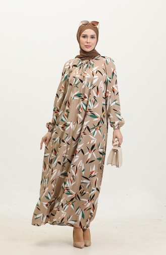 Gemustertes Viskosekleid In Übergröße 44852F-02 Nerz 44852F-02