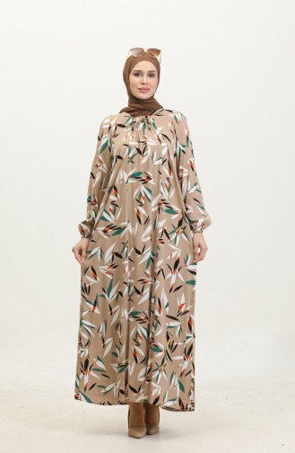 Gemustertes Viskosekleid In Übergröße 44852F-02 Nerz 44852F-02