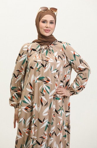 Gemustertes Viskosekleid In Übergröße 44852F-02 Nerz 44852F-02