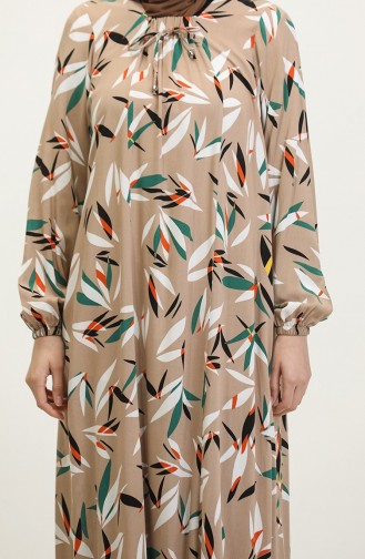 Gemustertes Viskosekleid In Übergröße 44852F-02 Nerz 44852F-02