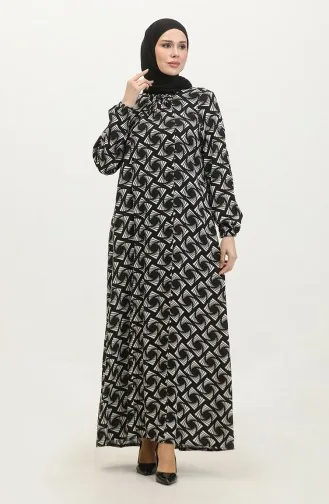 Robe En Viscose à Motifs Grande Taille 44852N-01 Noir 44852N-01