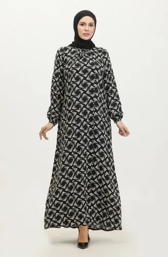Robe En Viscose à Motifs Grande Taille 44852N-01 Noir 44852N-01