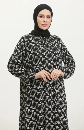 Robe En Viscose à Motifs Grande Taille 44852N-01 Noir 44852N-01