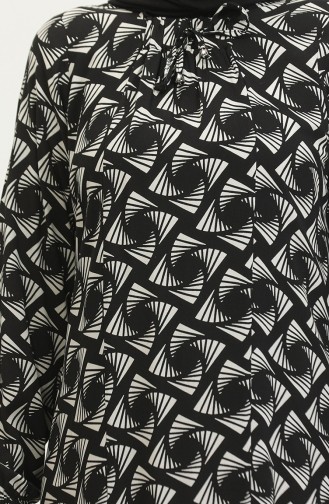 Plus Size Patterned Viscose Dress 44852N-01 Black 44852N-01
